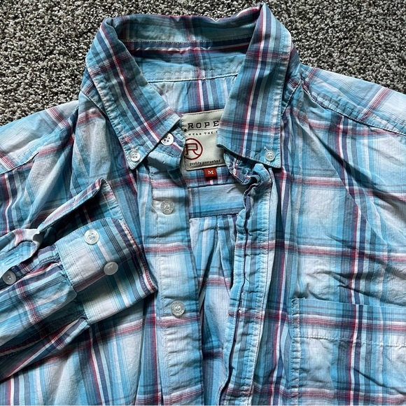 Roper Other - Roper Red White Blue Plaid Long‎ Sleeve Button Up Men's Size M **Flaw